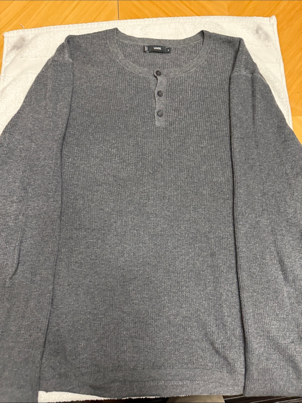 Vince Men's Dark Gray Long-Sleeve Henley